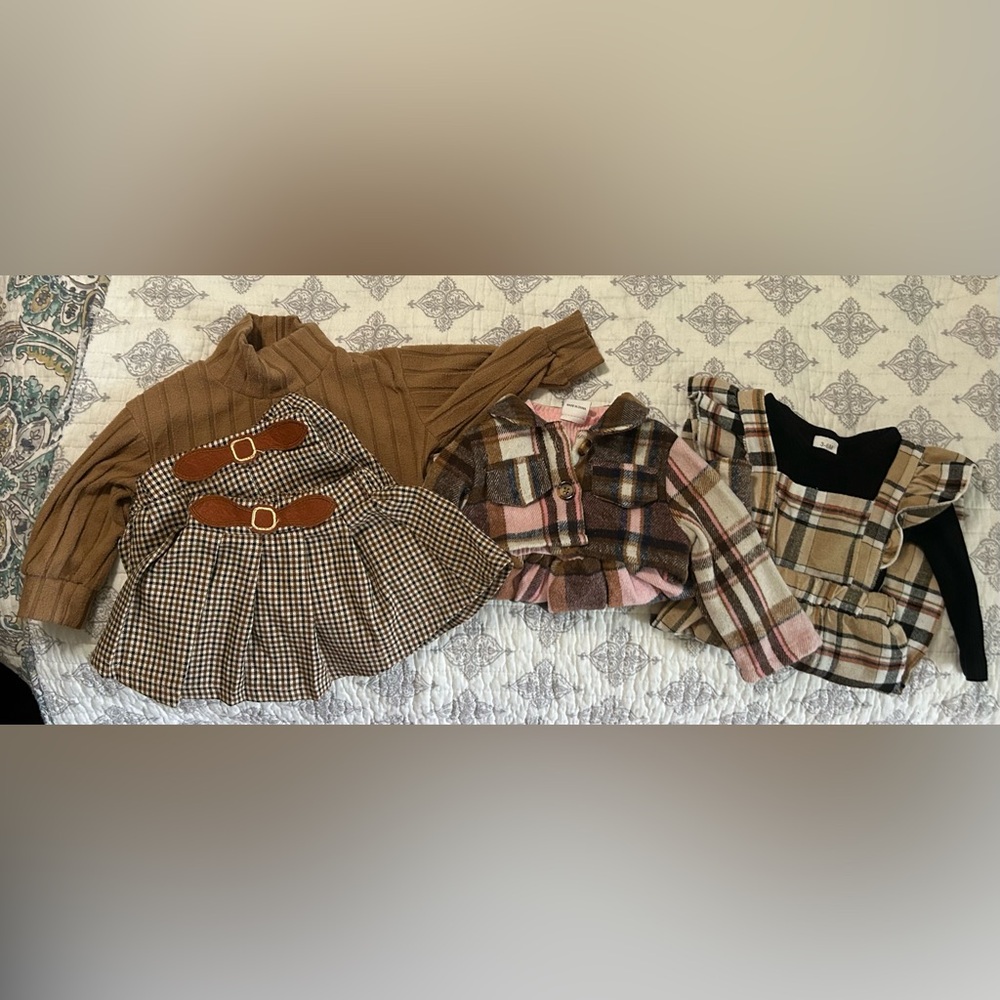 Stylish Kids' Plaid and Knit 7 piece Outfit Set